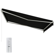 Electric Retractable Awning 12'x10' Black - UV Protection w/ Remote-Patio Awnings-DECOROLALA
