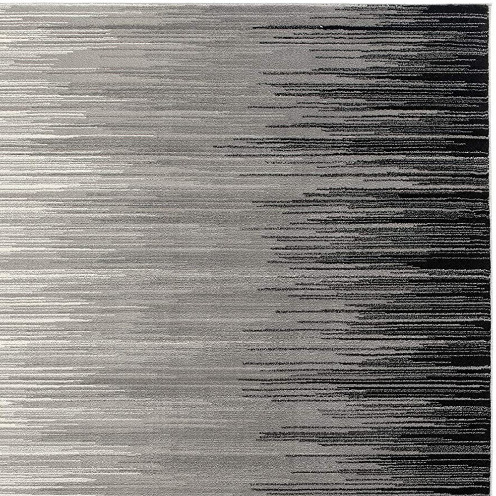 13' Black and Gray Abstract Power Loom Runner Rug-Area Rugs-DECOROLALA