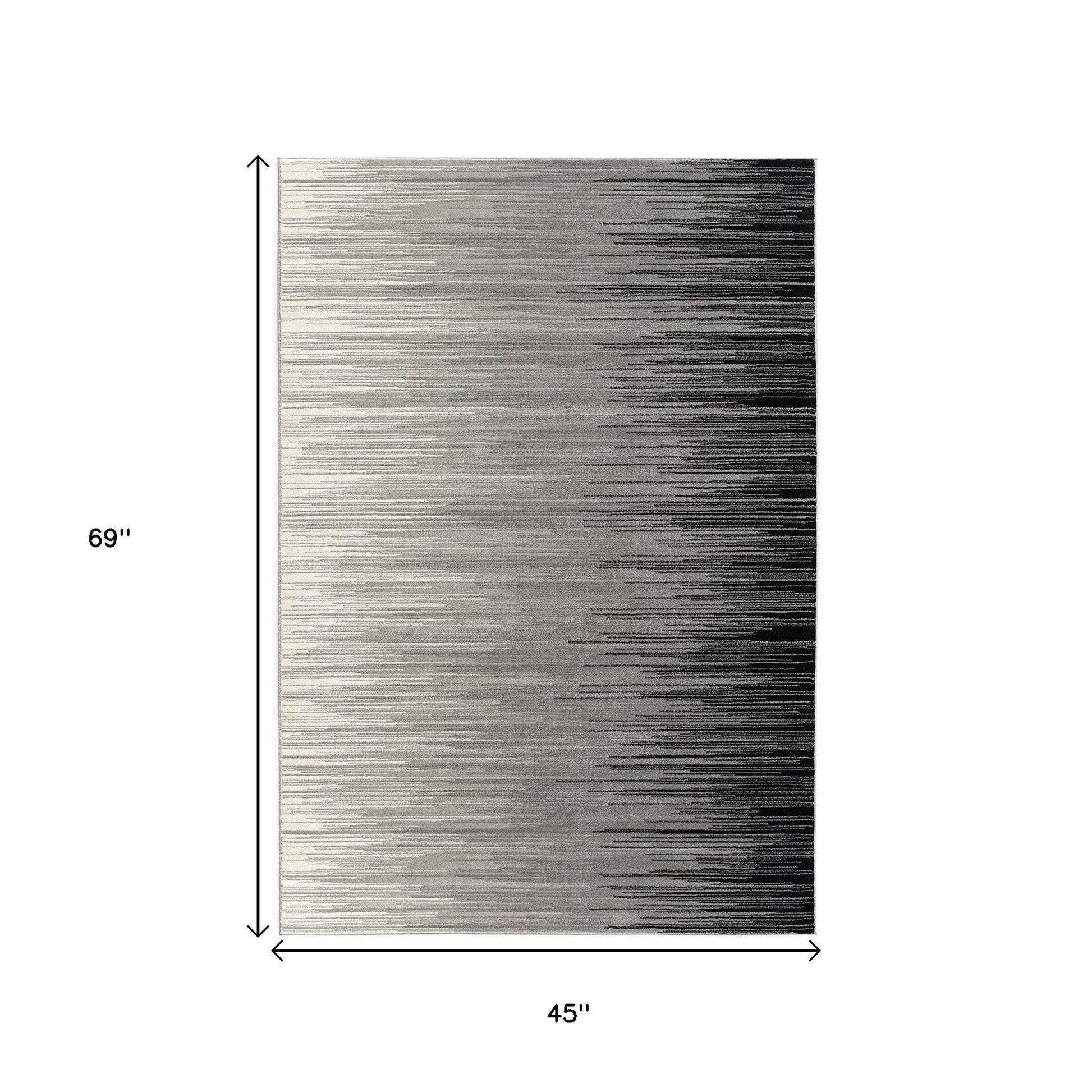 13' Black and Gray Abstract Power Loom Runner Rug-Area Rugs-DECOROLALA