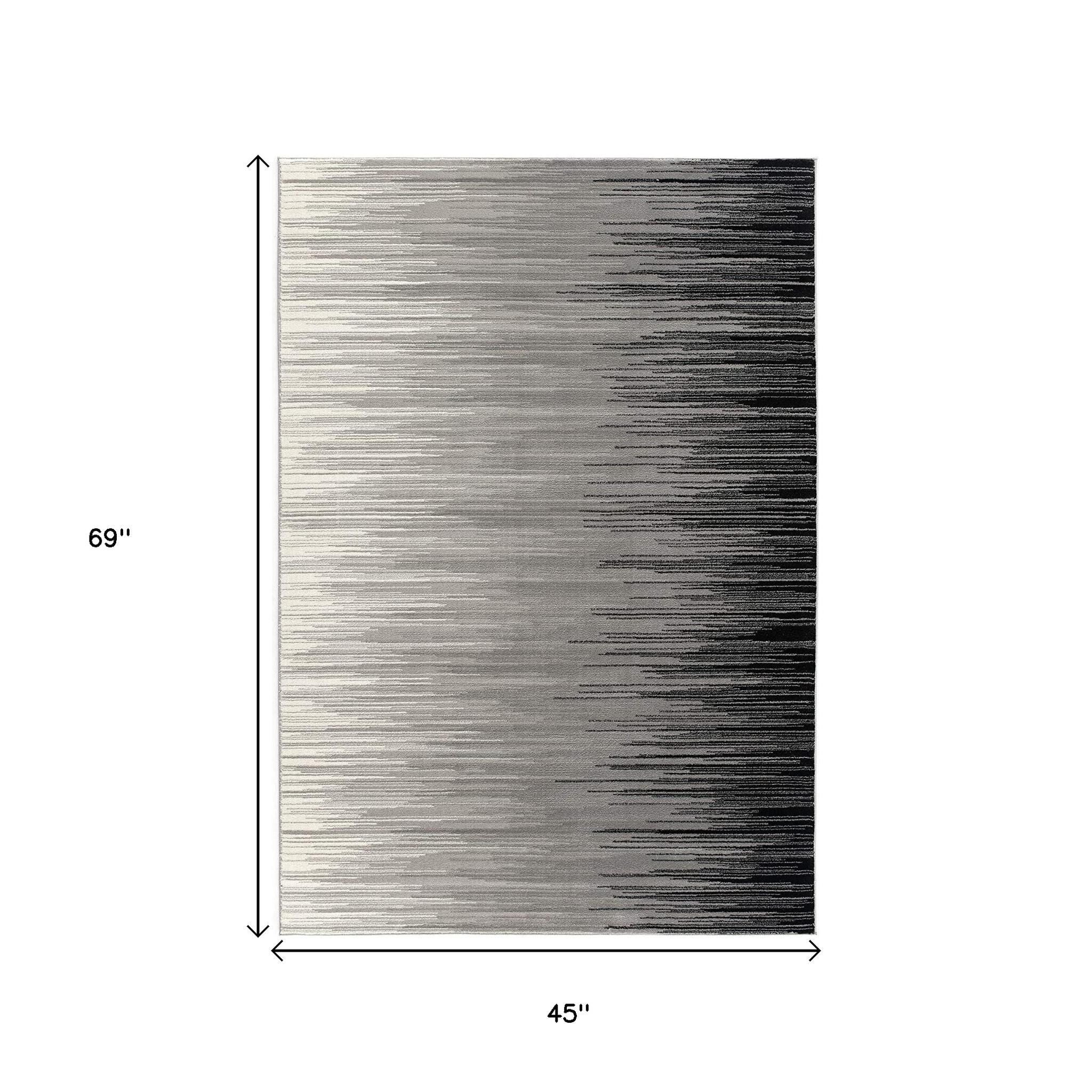 13' Black and Gray Abstract Power Loom Runner Rug-Area Rugs-DECOROLALA