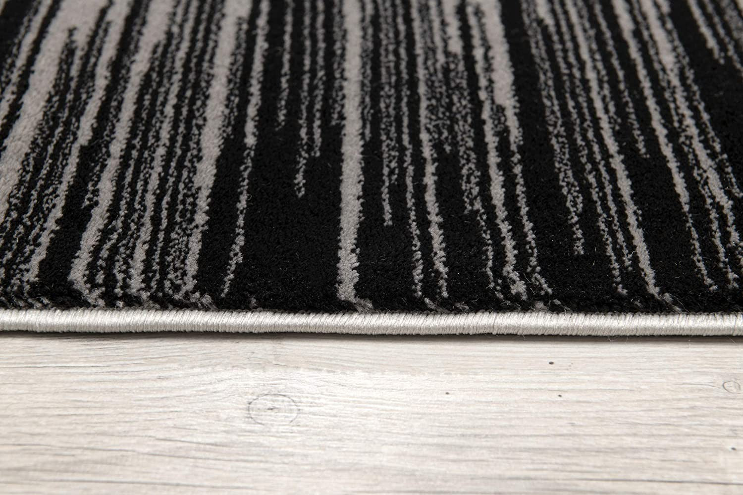 13' Black and Gray Abstract Power Loom Runner Rug-Area Rugs-DECOROLALA