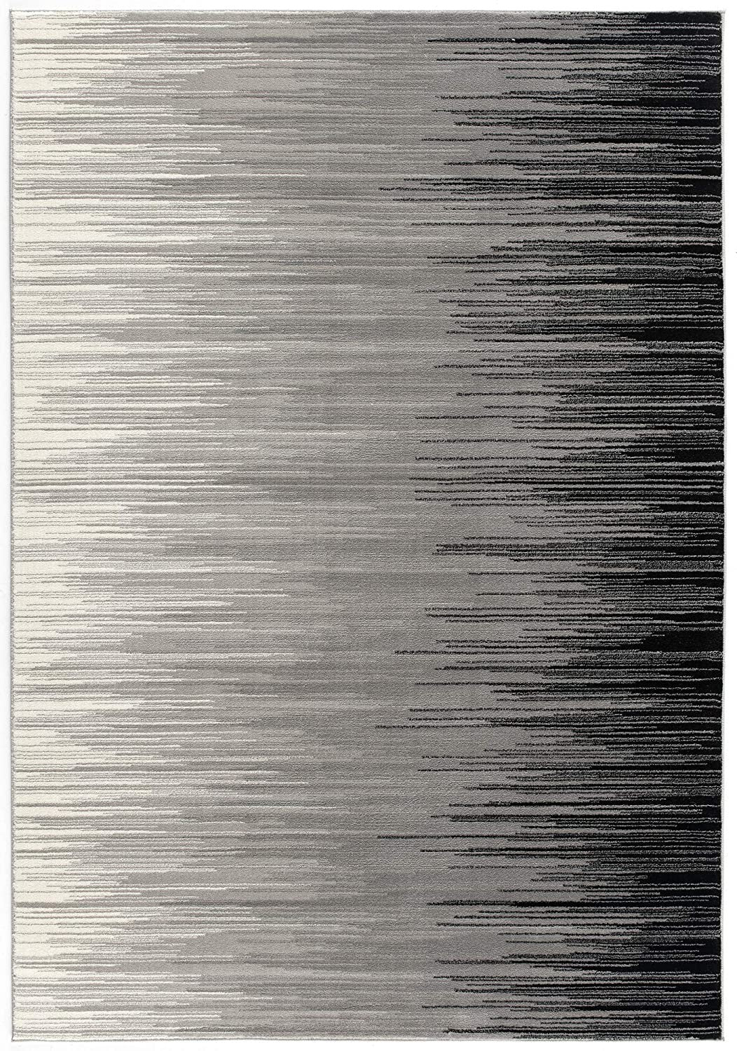 13' Black and Gray Abstract Power Loom Runner Rug-Area Rugs-DECOROLALA