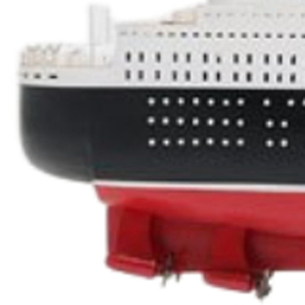 13" Black and Red RMS Queen Mary II Large Boat Hand Painted Decorative Boat-Sculptures-DECOROLALA