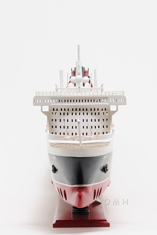 13" Black and Red RMS Queen Mary II Large Boat Hand Painted Decorative Boat-Sculptures-DECOROLALA