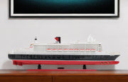 13" Black and Red RMS Queen Mary II Large Boat Hand Painted Decorative Boat-Sculptures-DECOROLALA