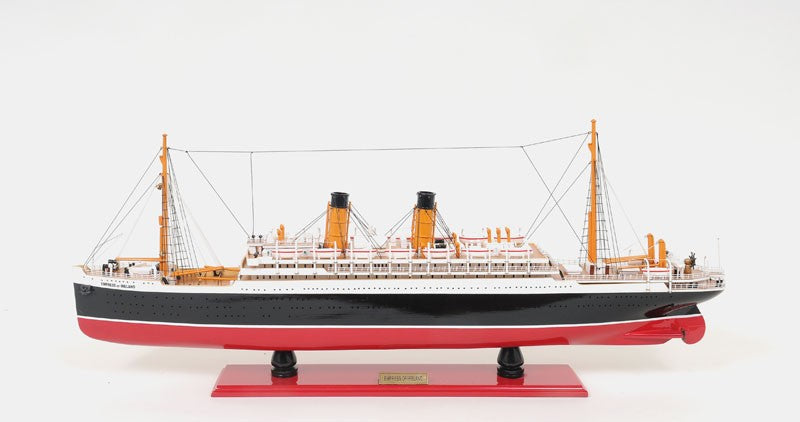 13" Black and Red Solid Wood Hand Painted RMS Empress of Ireland Model Boat-Sculptures-DECOROLALA
