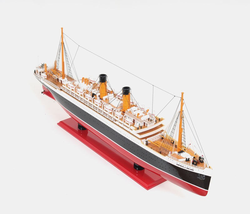 13" Black and Red Solid Wood Hand Painted RMS Empress of Ireland Model Boat-Sculptures-DECOROLALA