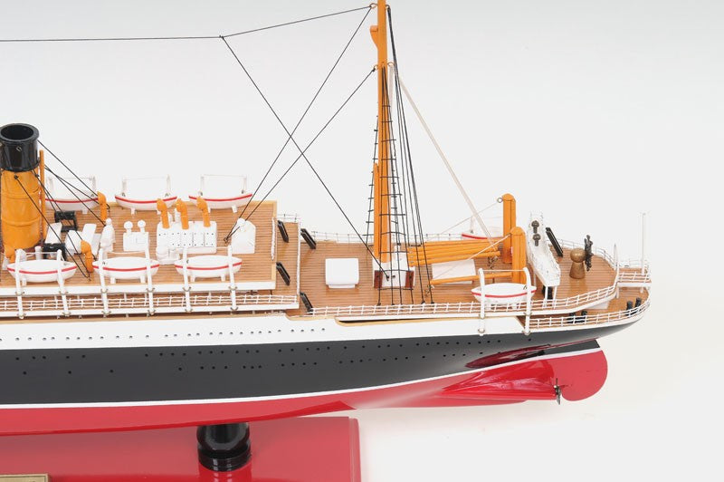 13" Black and Red Solid Wood Hand Painted RMS Empress of Ireland Model Boat-Sculptures-DECOROLALA