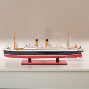13" Black and Red Solid Wood Hand Painted RMS Empress of Ireland Model Boat-Sculptures-DECOROLALA