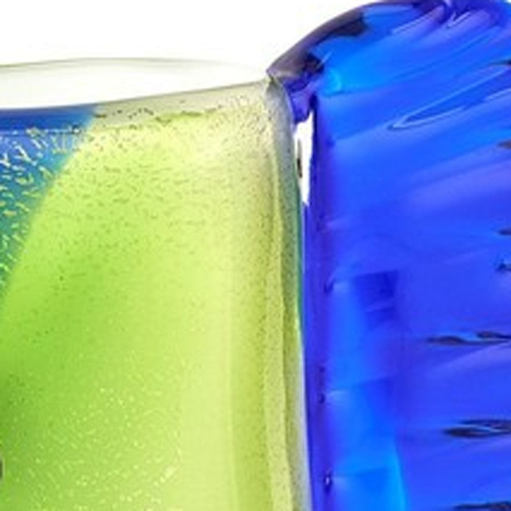 13" Blue and Green Murano Glass Modern Abstract Face Tabletop Sculpture-Sculptures-DECOROLALA