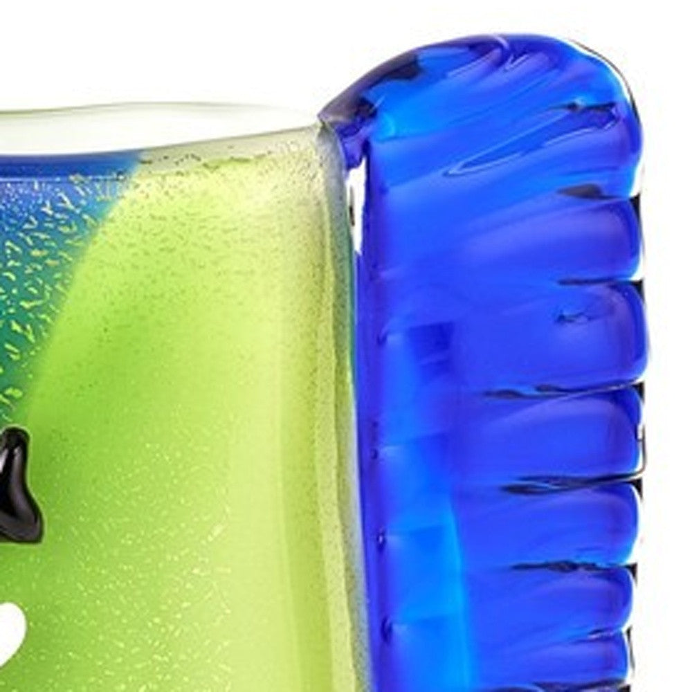 13" Blue and Green Murano Glass Modern Abstract Face Tabletop Sculpture-Sculptures-DECOROLALA