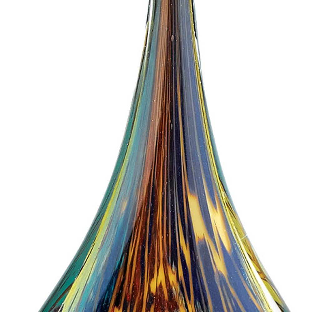 13" Blue and Yellow Murano Glass Modern Abstract Tabletop Sculpture-Sculptures-DECOROLALA