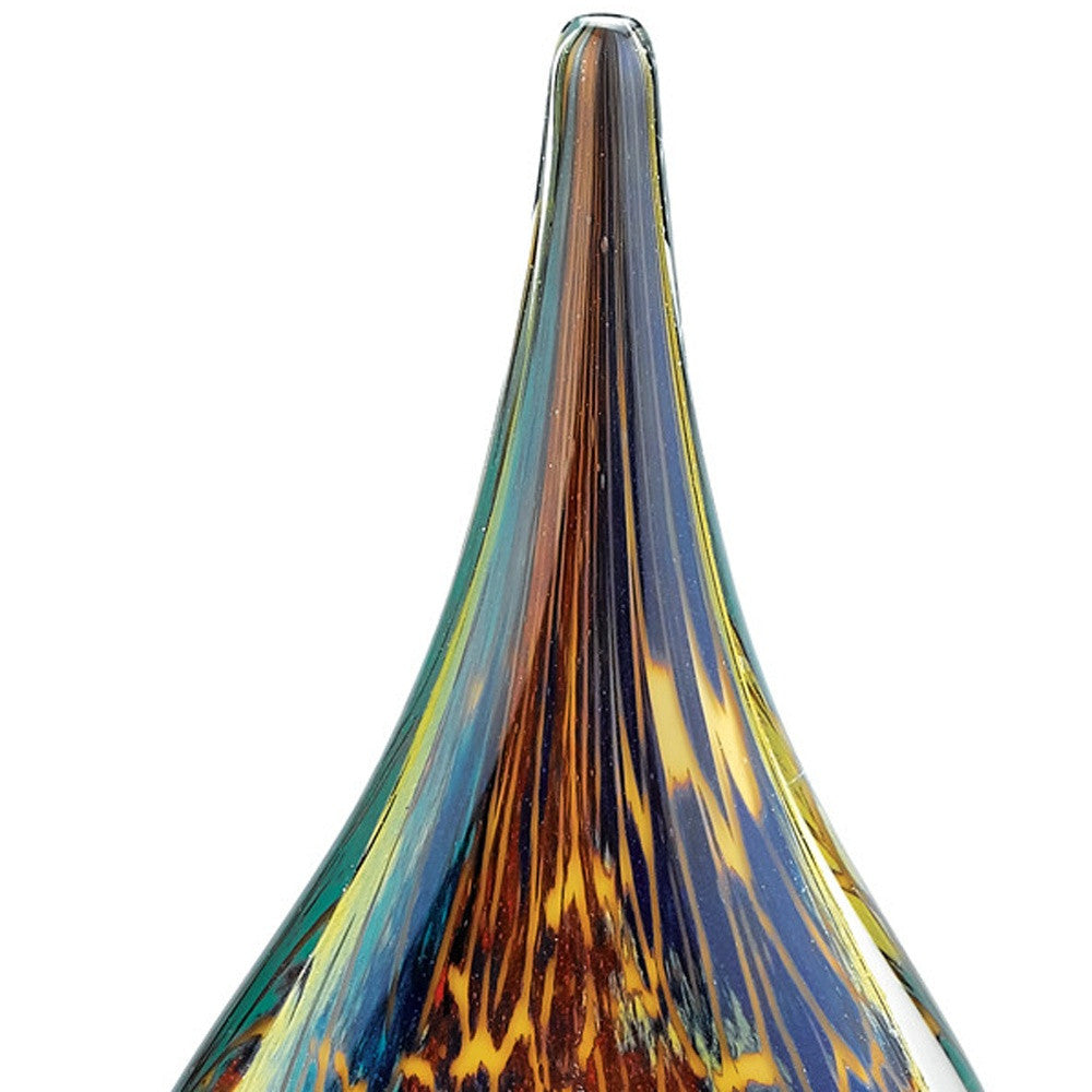13" Blue and Yellow Murano Glass Modern Abstract Tabletop Sculpture-Sculptures-DECOROLALA