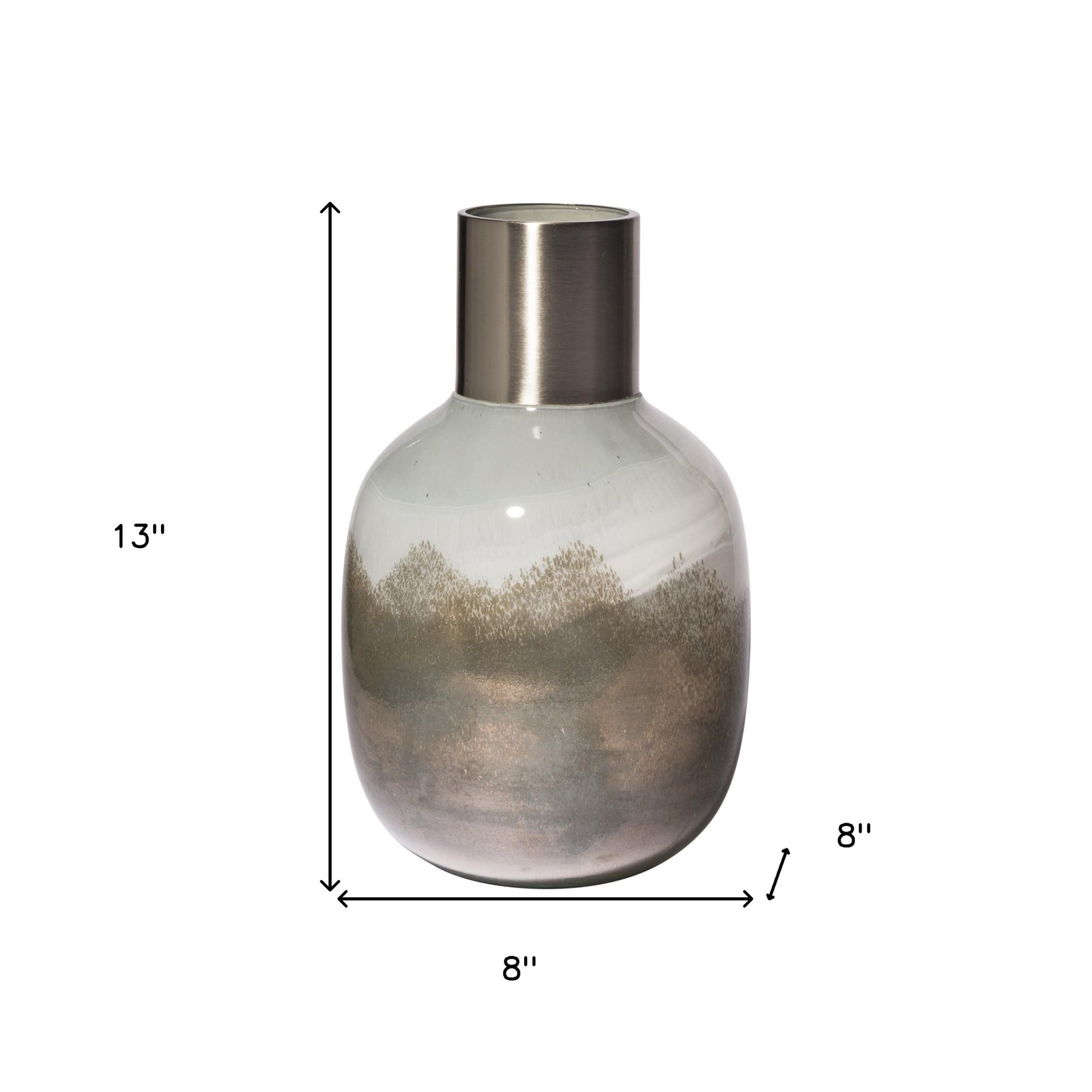 13" Bronze And White Ombre Glass Cylinder Table Vase-Vases-DECOROLALA