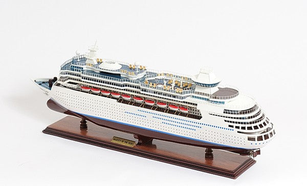 13" Brown and White Majesty of the Seas Boat Hand Painted Decorative Boat-Sculptures-DECOROLALA