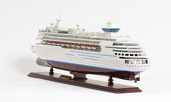 13" Brown and White Majesty of the Seas Boat Hand Painted Decorative Boat-Sculptures-DECOROLALA