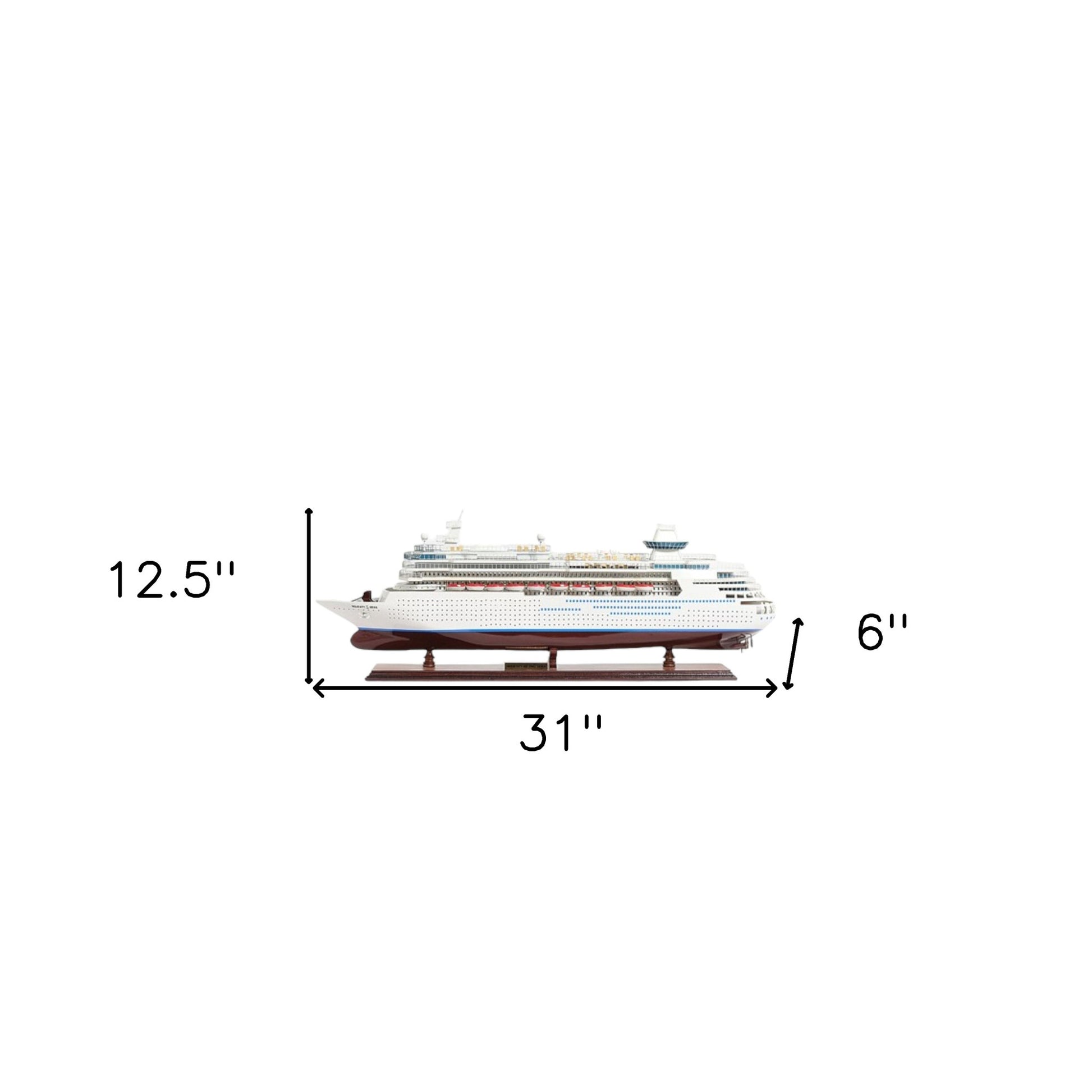 13" Brown and White Majesty of the Seas Boat Hand Painted Decorative Boat-Sculptures-DECOROLALA