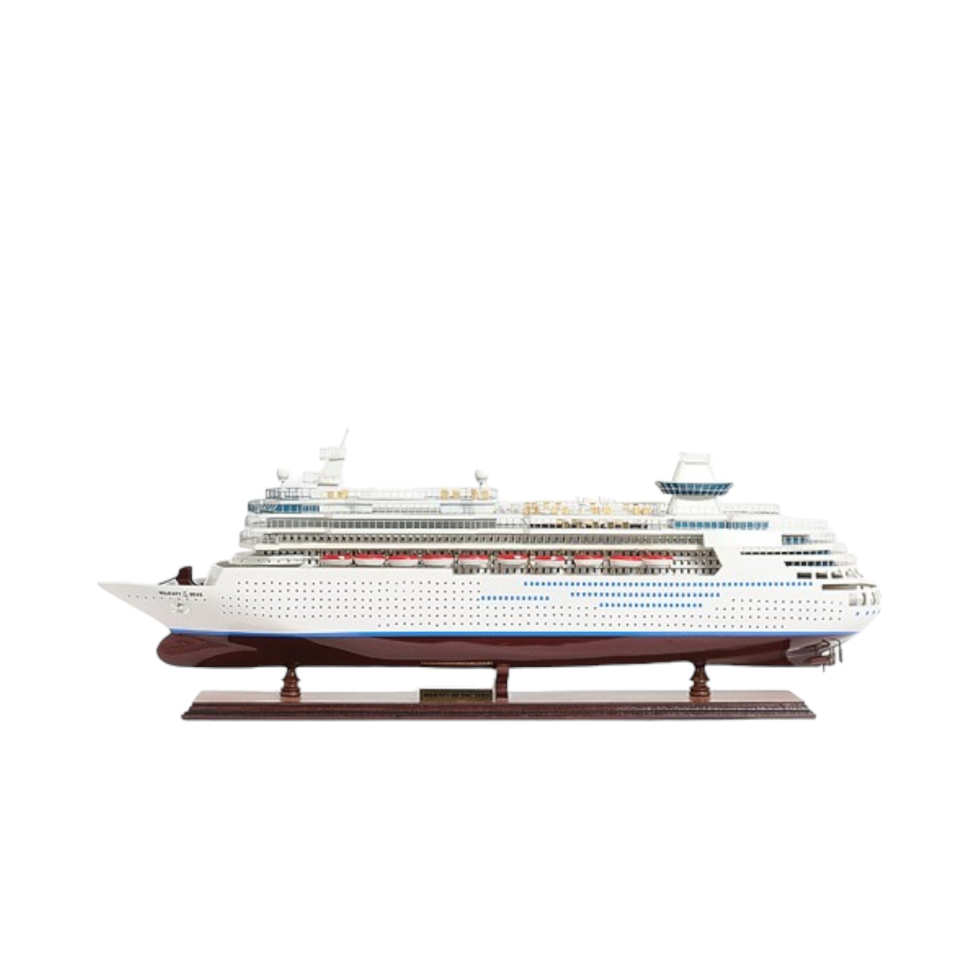 13" Brown and White Majesty of the Seas Boat Hand Painted Decorative Boat-Sculptures-DECOROLALA