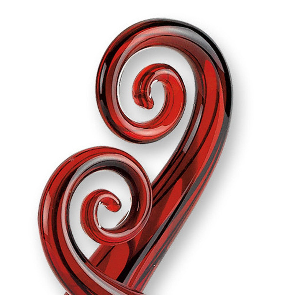 13" Clear Burgundy and Black Murano Glass Modern Abstract Tabletop Sculpture-Sculptures-DECOROLALA