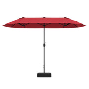 13 Feet Double-Sided Patio Twin Table Umbrella with Crank Handle-Wine-Outdoor Umbrellas-DECOROLALA