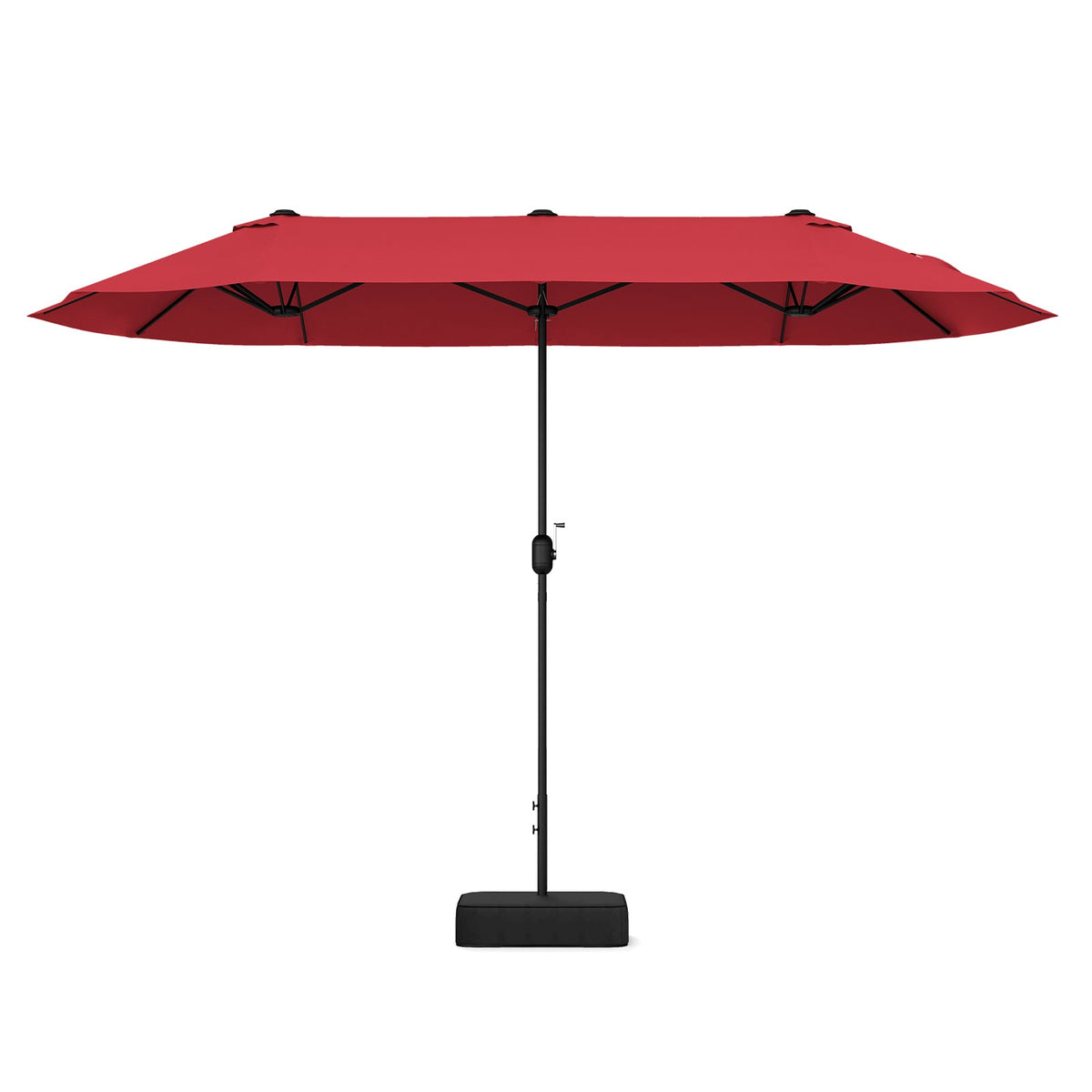 13 Feet Double-Sided Patio Twin Table Umbrella with Crank Handle-Wine-Outdoor Umbrellas-DECOROLALA