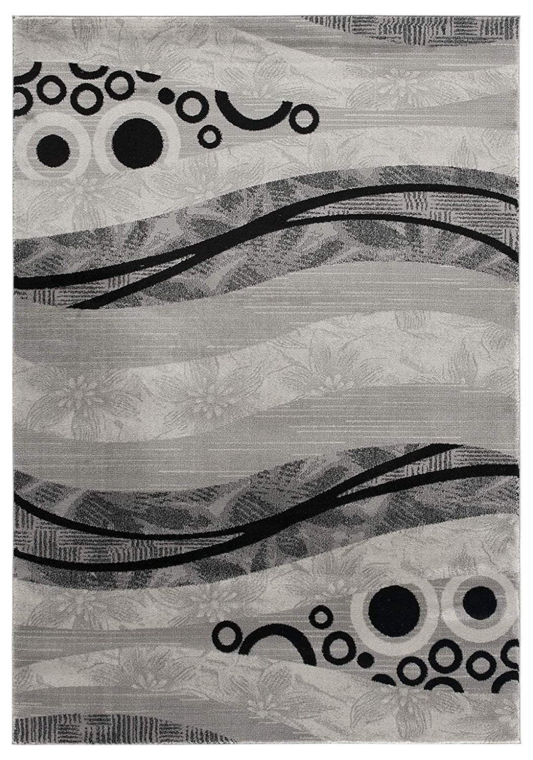 13' Gray And Black Abstract Shag Runner Rug-Area Rugs-DECOROLALA