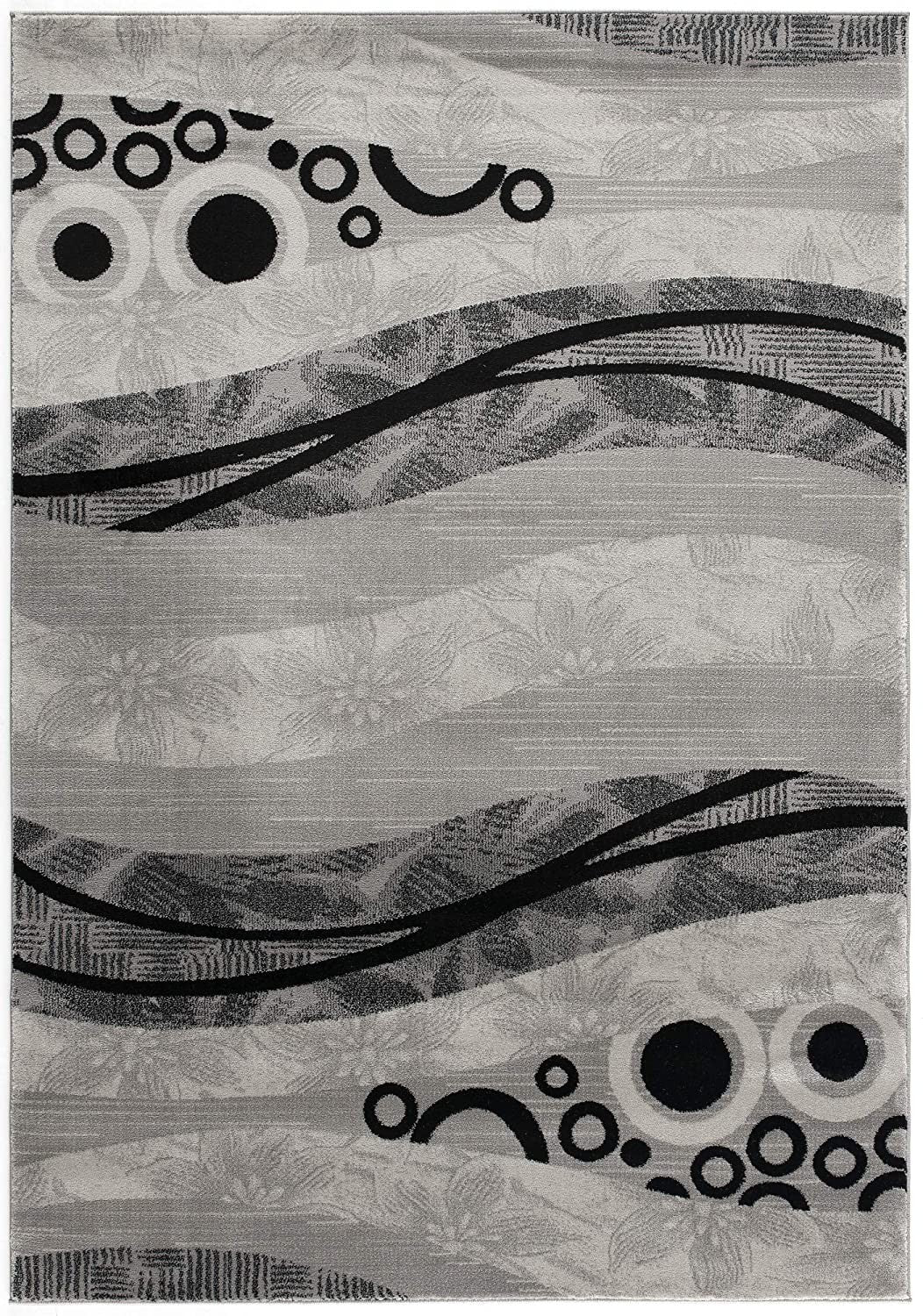 13' Gray And Black Abstract Shag Runner Rug-Area Rugs-DECOROLALA