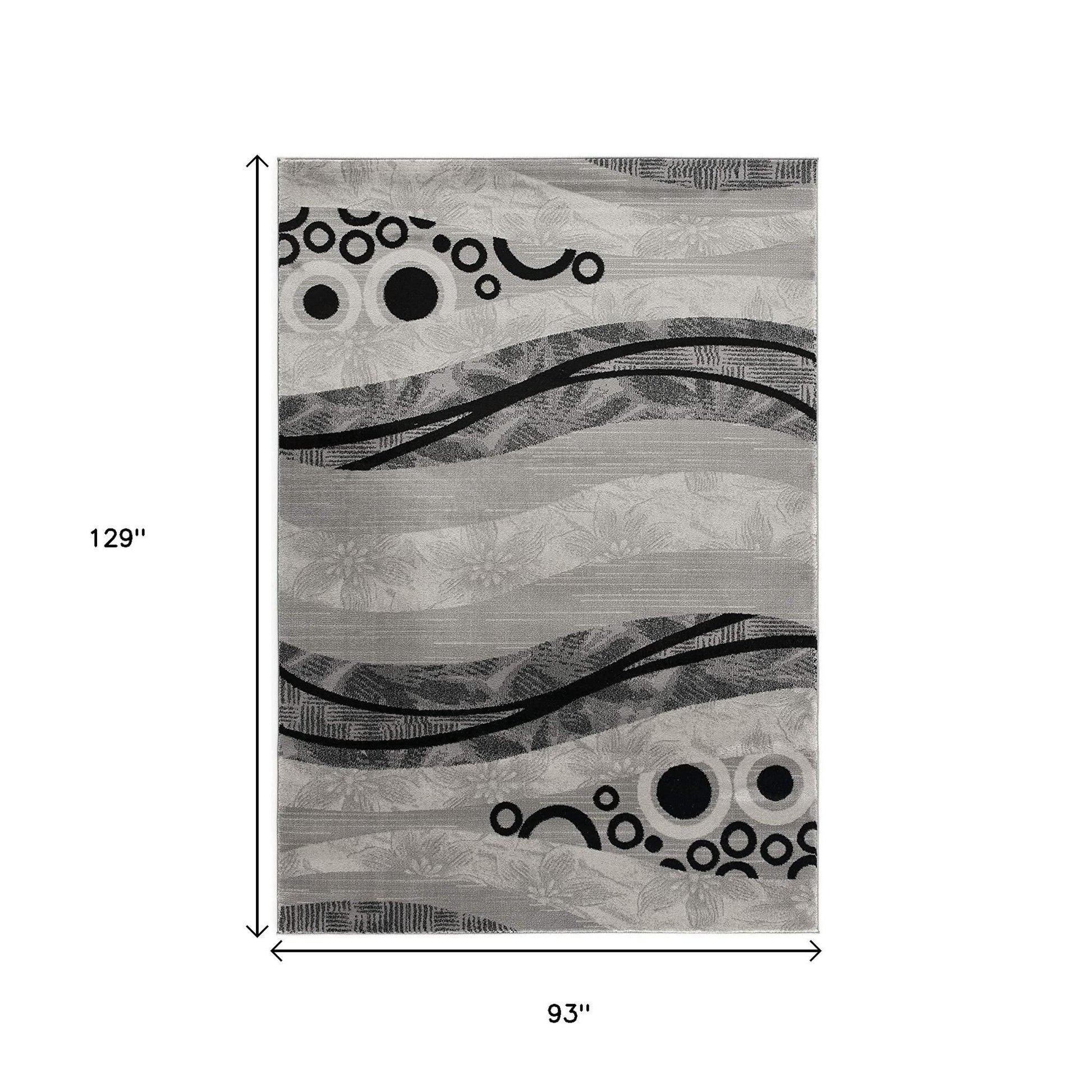 13' Gray And Black Abstract Shag Runner Rug-Area Rugs-DECOROLALA