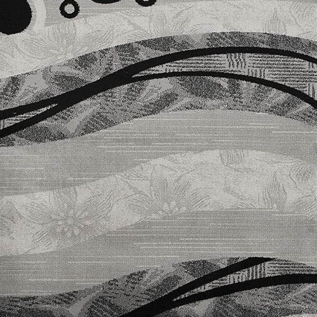 13' Gray And Black Abstract Shag Runner Rug-Area Rugs-DECOROLALA