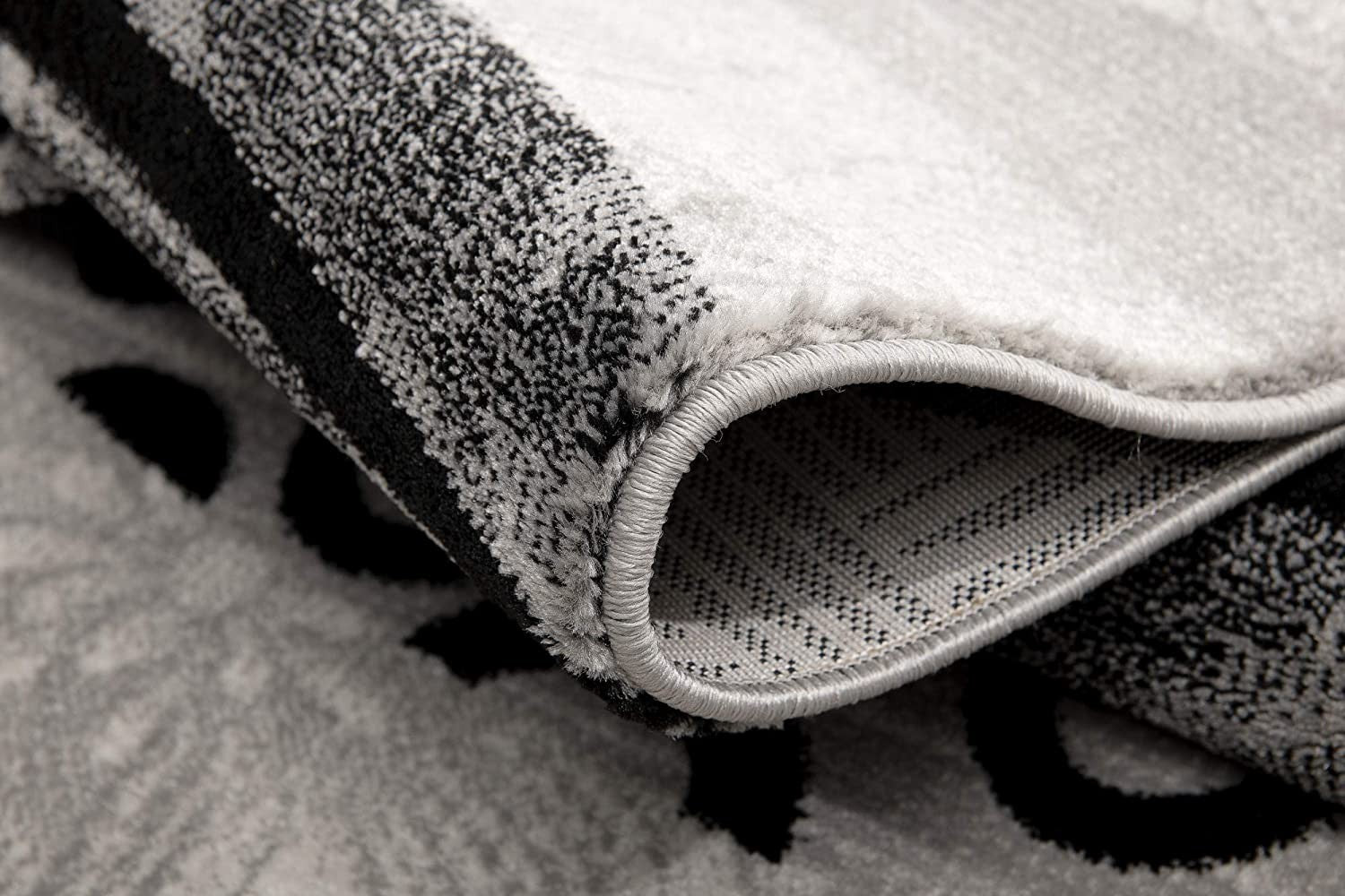 13' Gray And Black Abstract Shag Runner Rug-Area Rugs-DECOROLALA