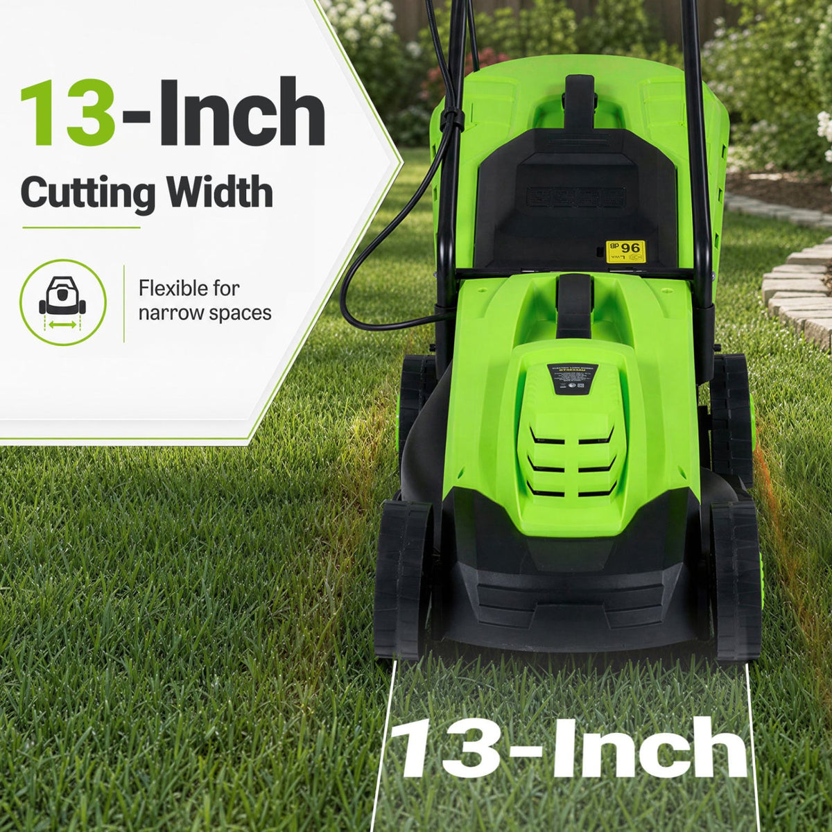 13-Inch 12-Amp Corded Electric Lawn Mower with 3-Position Height Adjustment-Green-Garden Tools-DECOROLALA