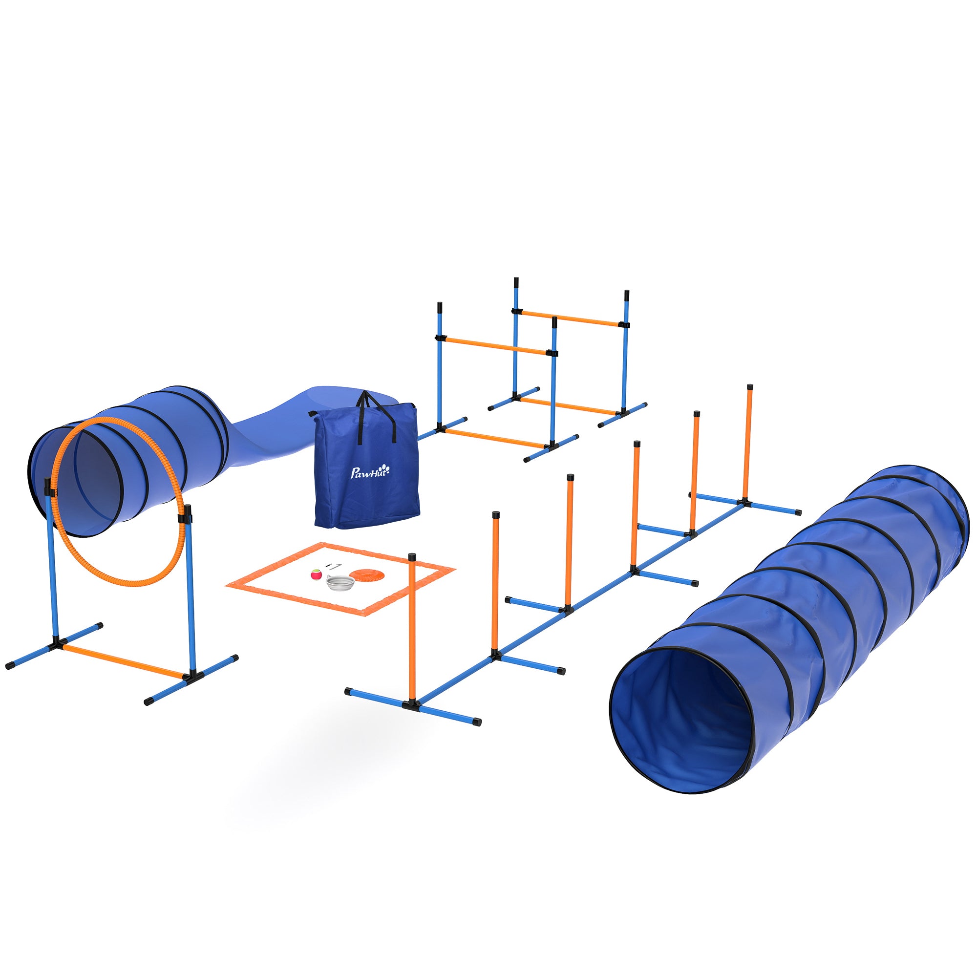 13-Piece Dog Agility Training Equipment Set - Orange/Blue-Dogs-DECOROLALA