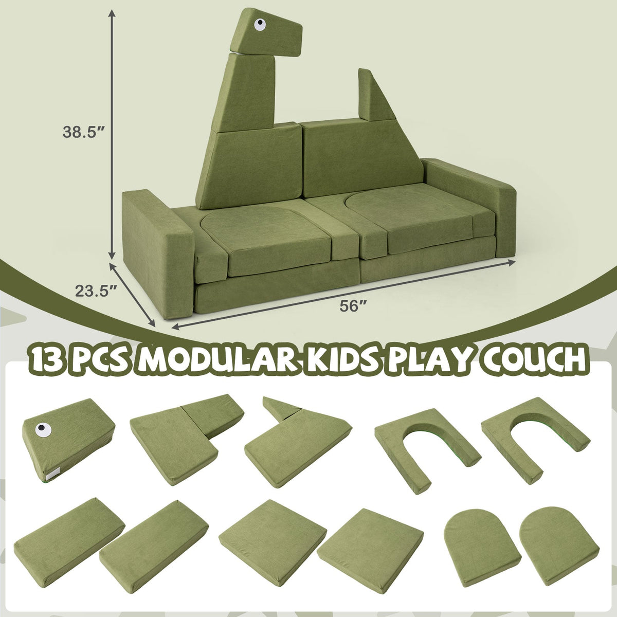 13 Pieces Modular Kids Play Couch for Inspiring Creativity-Kids Chairs-DECOROLALA