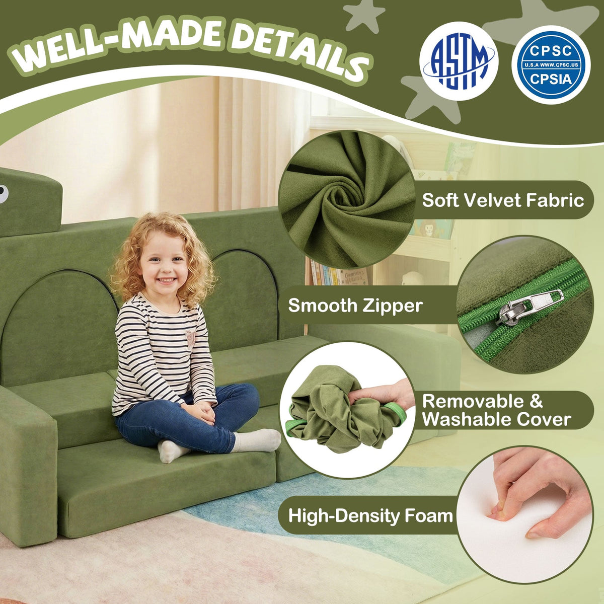 13 Pieces Modular Kids Play Couch for Inspiring Creativity-Kids Chairs-DECOROLALA