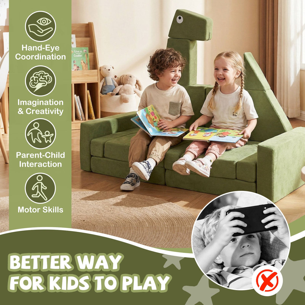 13 Pieces Modular Kids Play Couch for Inspiring Creativity-Kids Chairs-DECOROLALA