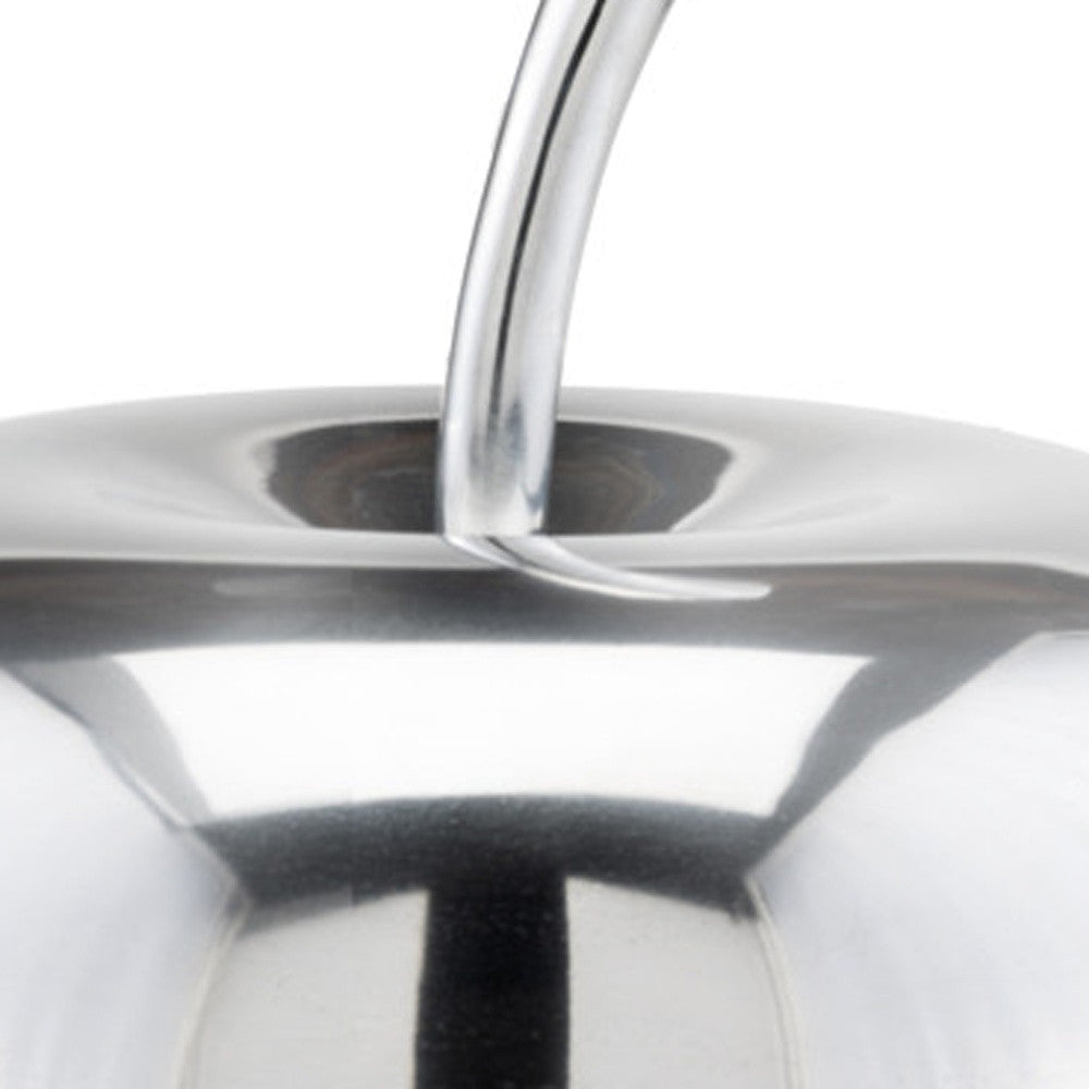 13" Silver Buffed Aluminum Decorative Apple Tabletop Sculpture-Sculptures-DECOROLALA