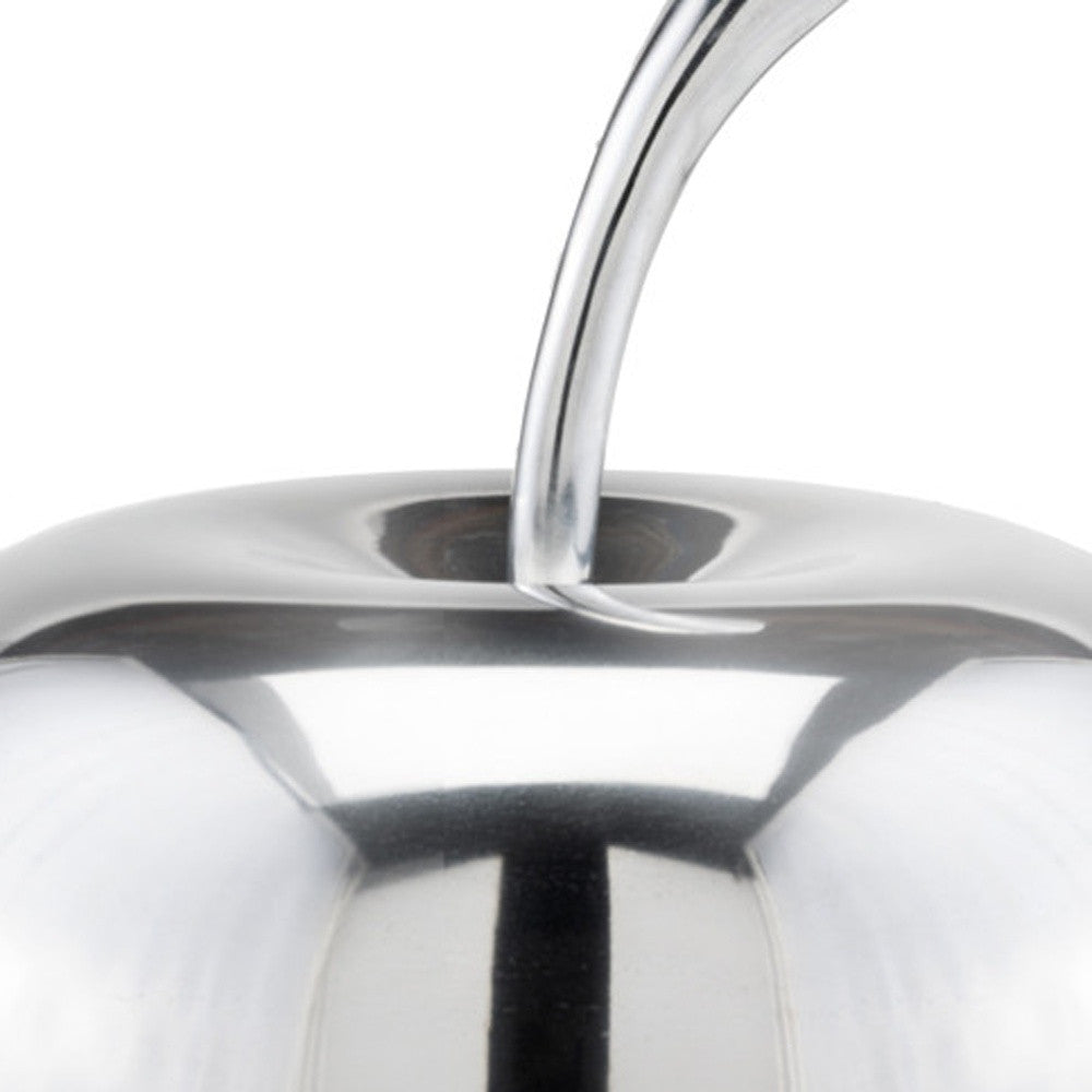 13" Silver Buffed Aluminum Decorative Apple Tabletop Sculpture-Sculptures-DECOROLALA