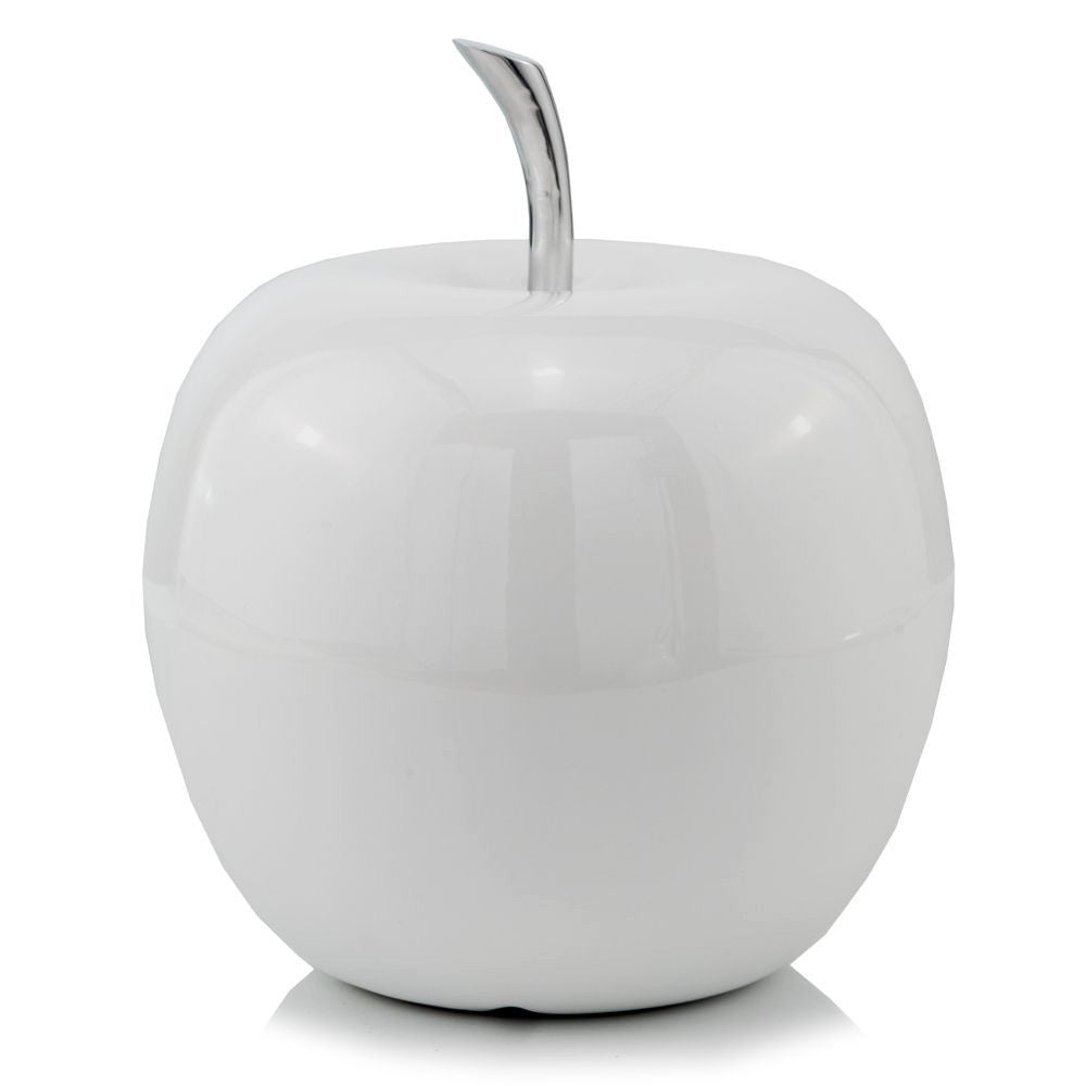 13" Silver Buffed Aluminum Decorative Apple Tabletop Sculpture-Sculptures-DECOROLALA