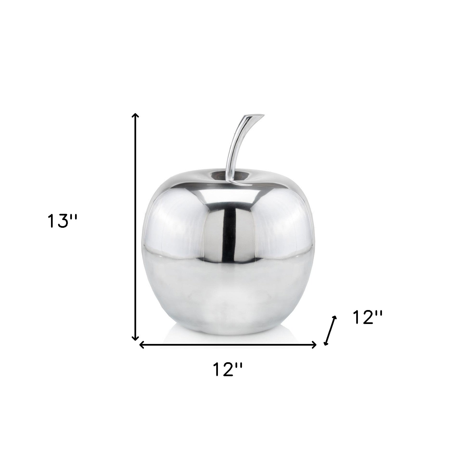 13" Silver Buffed Aluminum Decorative Apple Tabletop Sculpture-Sculptures-DECOROLALA
