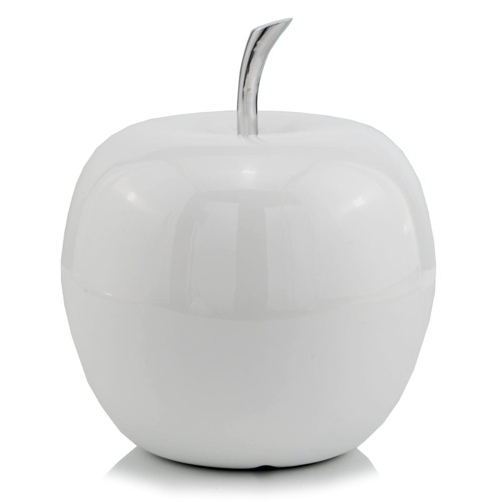 13" Silver Buffed Aluminum Decorative Apple Tabletop Sculpture-Sculptures-DECOROLALA