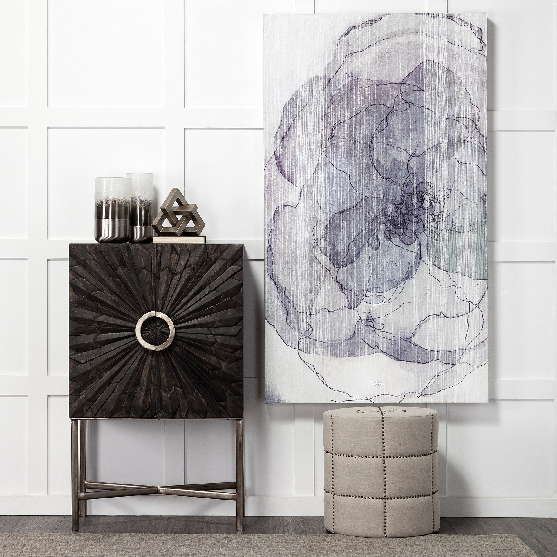 13" White Abstract Crystal Glass Cylinder Table Vase-Vases-DECOROLALA