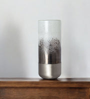 13" White Abstract Crystal Glass Cylinder Table Vase-Vases-DECOROLALA