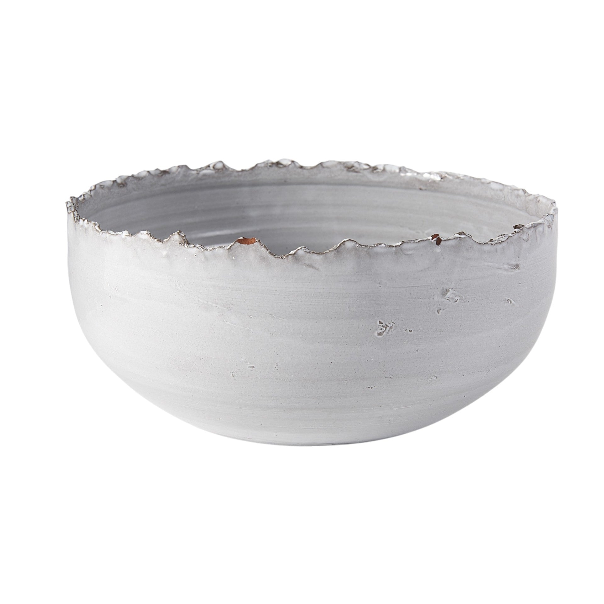 13" White Ceramic Torn Edge Round Centerpiece Bowl-Serving Bowls-DECOROLALA
