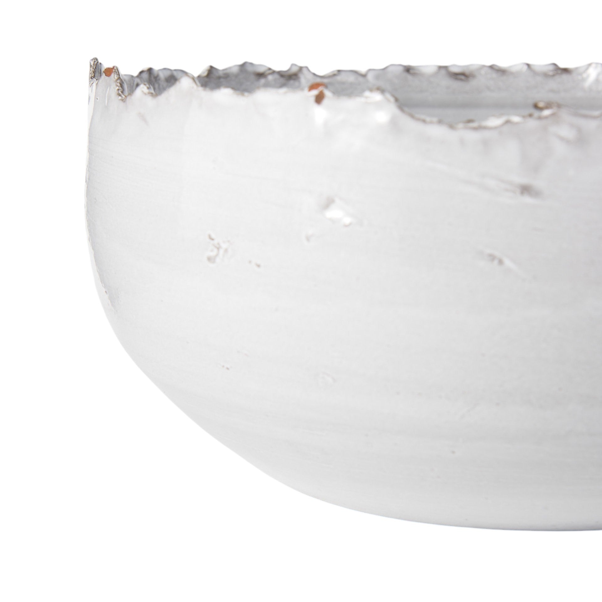 13" White Ceramic Torn Edge Round Centerpiece Bowl-Serving Bowls-DECOROLALA
