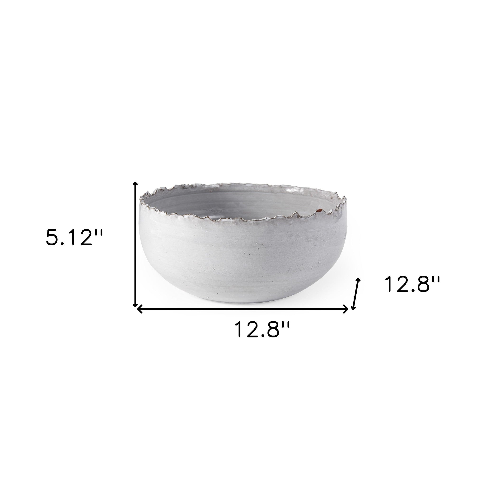 13" White Ceramic Torn Edge Round Centerpiece Bowl-Serving Bowls-DECOROLALA