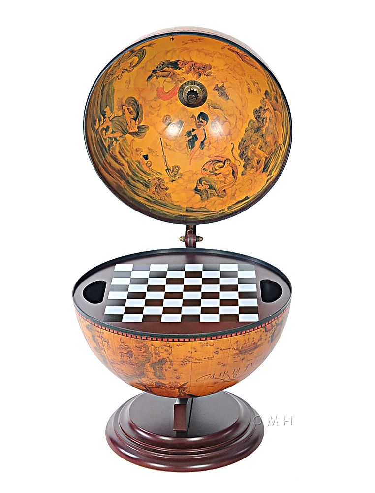 13" X 15" X 19" Red Globe With Chess Holder-Sculptures-DECOROLALA