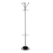 13" X 68" Brushed Steel Brushed Steel Stand Coat Rack-Coat Hangers-DECOROLALA