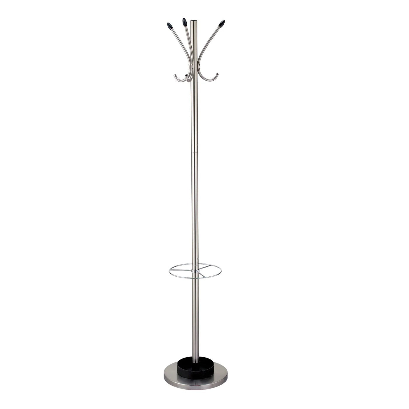 13" X 68" Brushed Steel Brushed Steel Stand Coat Rack-Coat Hangers-DECOROLALA