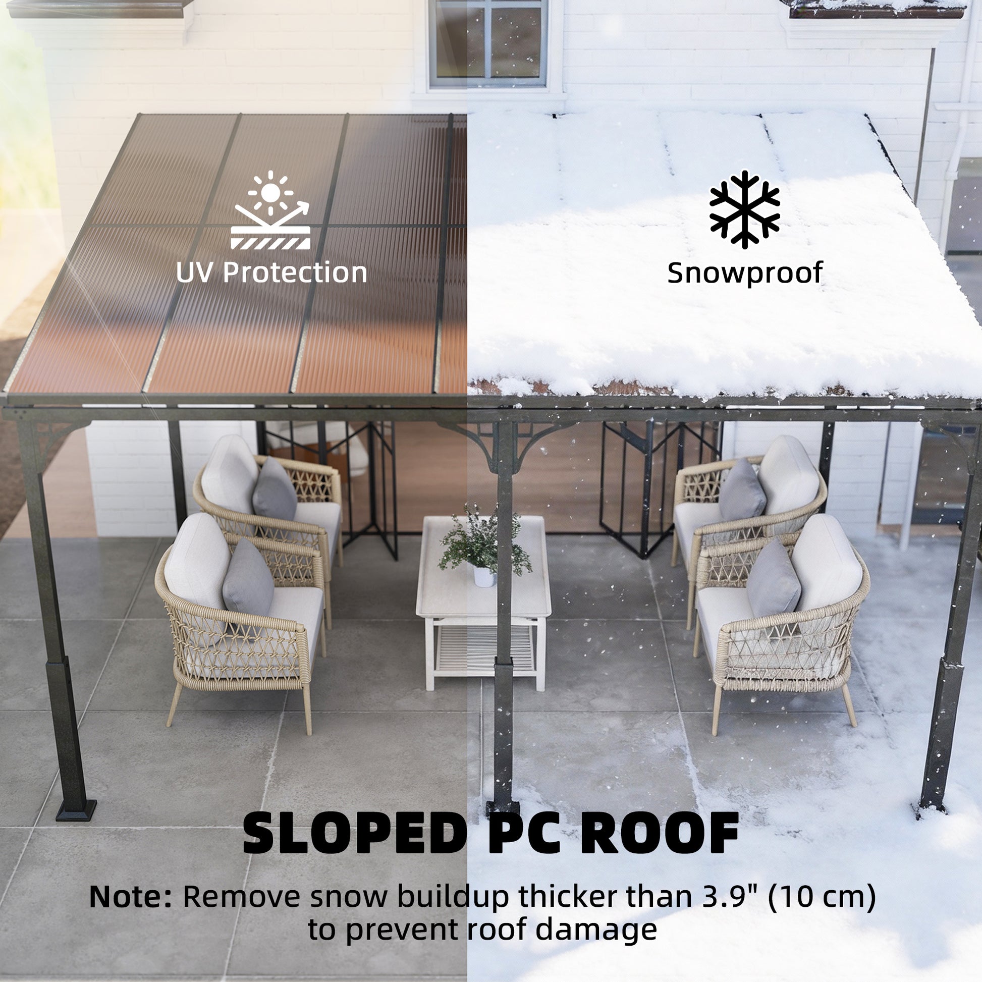 13' x 10' Lean to Gazebo - Wall Mounted Pergola Brown-Gazebo-DECOROLALA