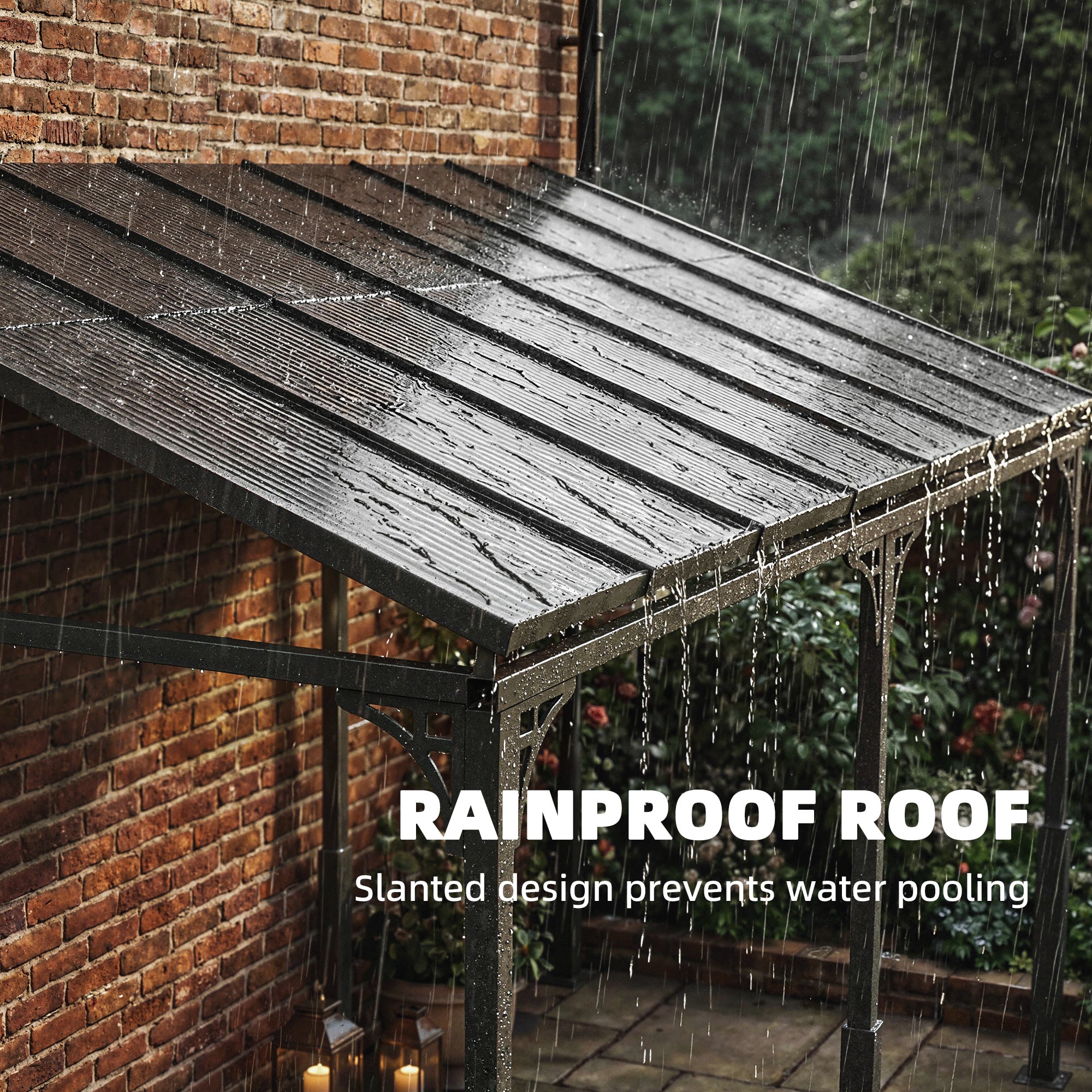 13' x 10' Lean to Gazebo - Wall Mounted Pergola Brown-Gazebo-DECOROLALA